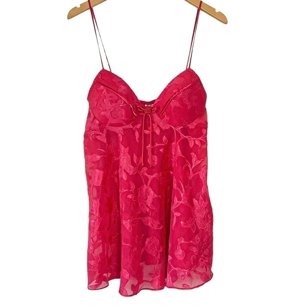 Vintage Floral Sheer Tank Top Chemise Large